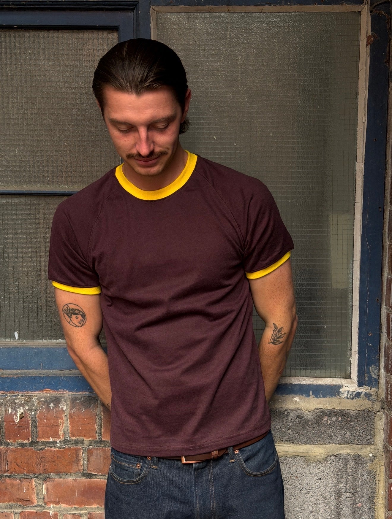 Ringer Tee -Burgandy