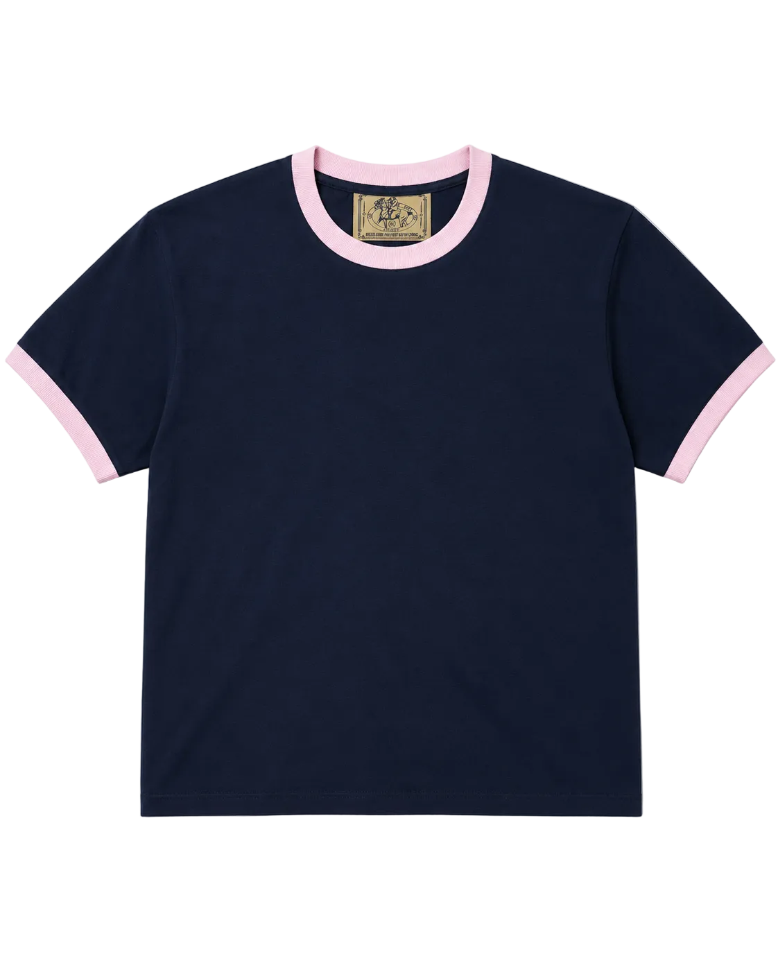 Ringer Tee - Navy / Pale Pink