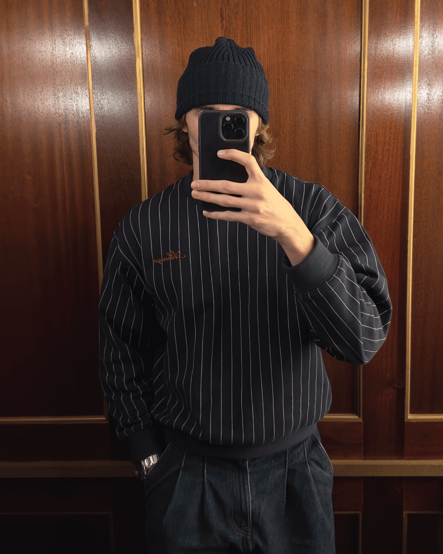 Pinstripe Crewneck